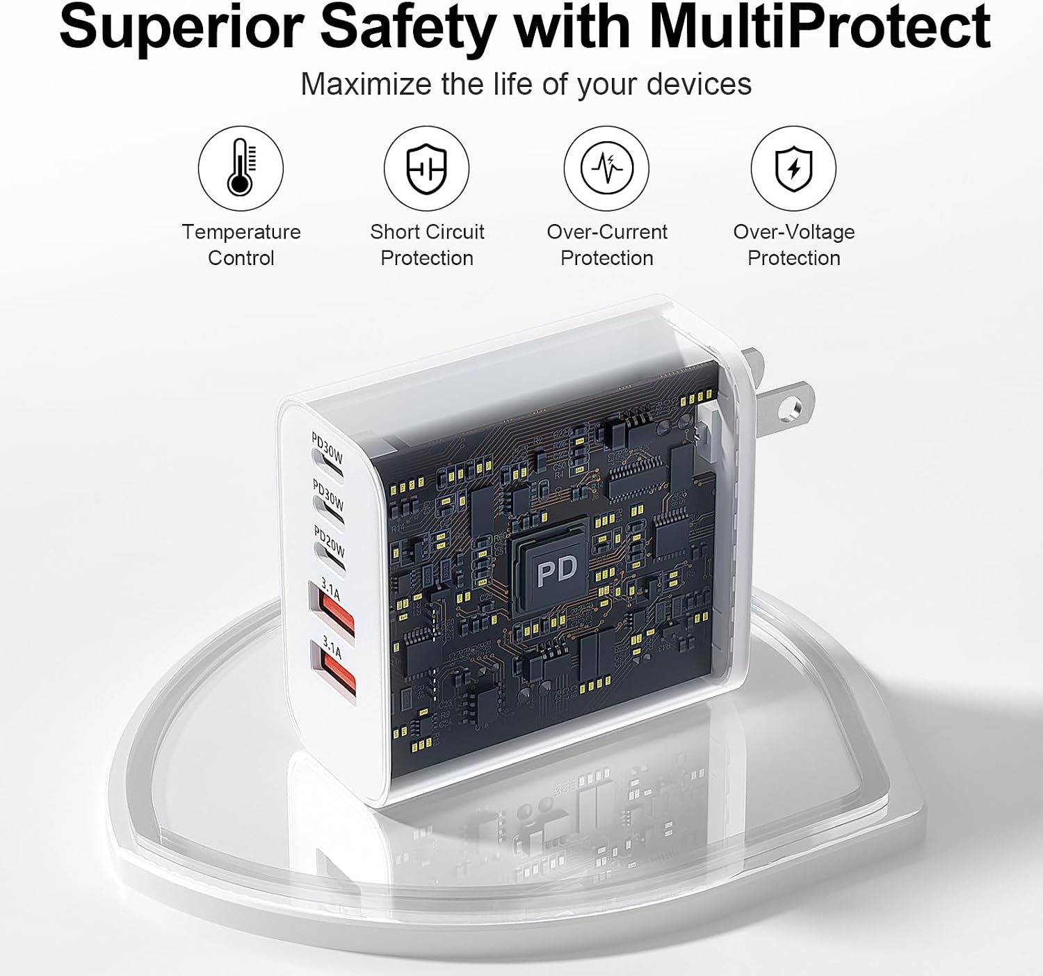 USB C Charger Block, 60W 5-Port Type C Charger Fast Charging Blocks - Image 4
