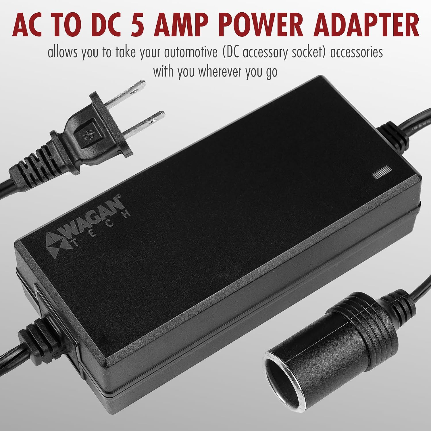 Wagan EL9903 AC to DC Power Adapter 5A 60W Power Converter 110V AC to 12V DC Cigarette Lighter Socket Adapter for 12V Car portable Fridge ETL listed - Image 3