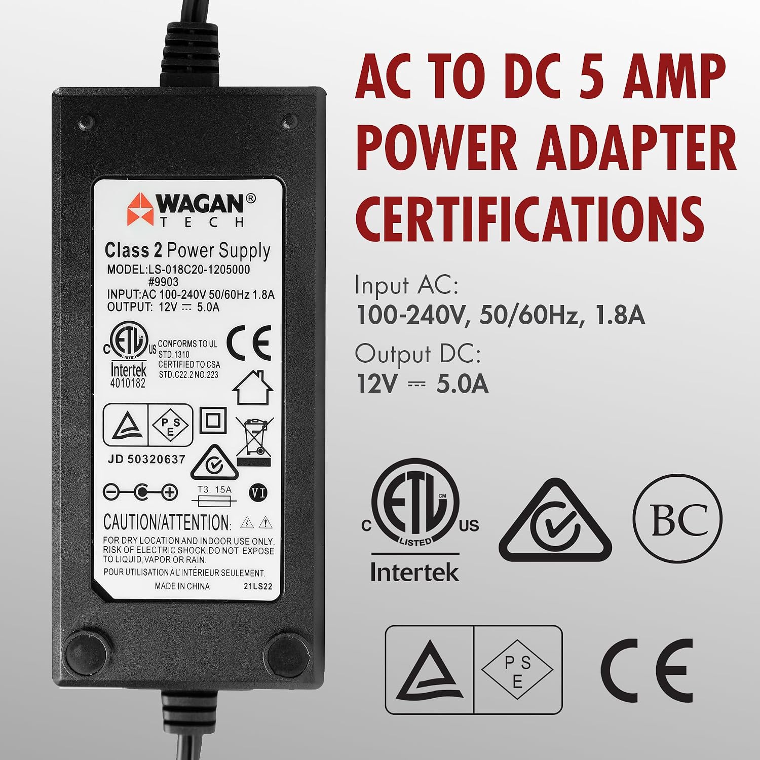 Wagan EL9903 AC to DC Power Adapter 5A 60W Power Converter 110V AC to 12V DC Cigarette Lighter Socket Adapter for 12V Car portable Fridge ETL listed - Image 4