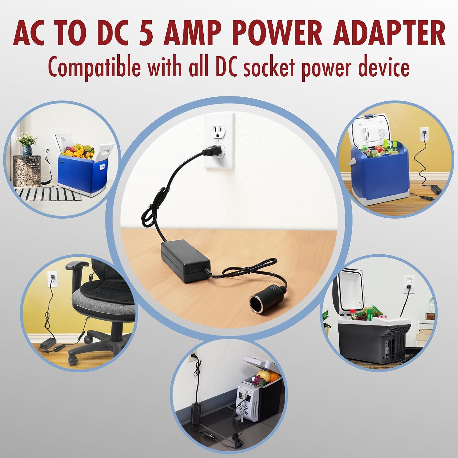 Wagan EL9903 AC to DC Power Adapter 5A 60W Power Converter 110V AC to 12V DC Cigarette Lighter Socket Adapter for 12V Car portable Fridge ETL listed - Image 7